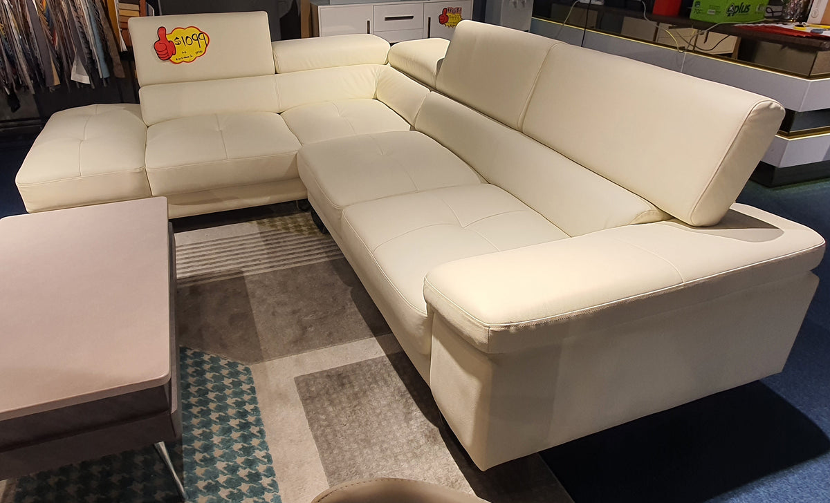 L-Shape Corner Half Leather Slider Sofa | Display Clearance (1 Pc Only)