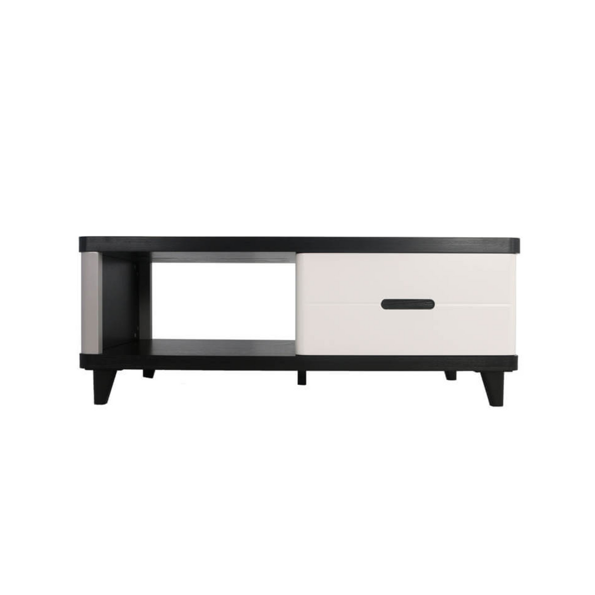 Coffee Table Tempered Glass Top Black and White