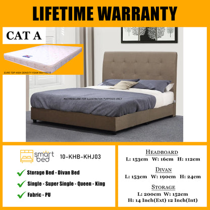 SMARTBED | Divan Bedframe With Euro Top Foam Mattress l 10-KHB-KHJ03 l CAT A