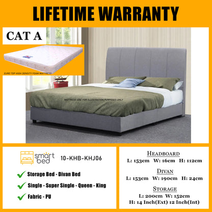 SMARTBED | Divan Bedframe With Euro Top Foam Mattress l 10-KHB-KHJ06 l CAT A