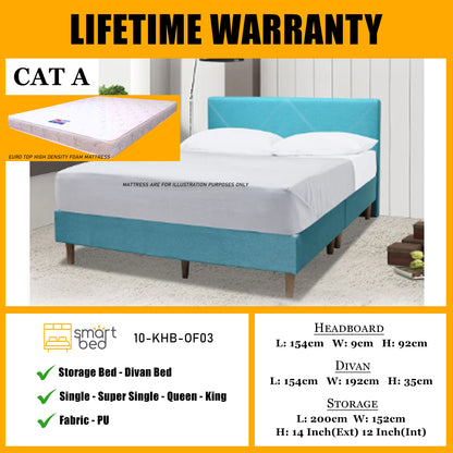 SMARTBED | Divan Bedframe With Euro Top Foam Mattress l 10-KHB-OF03 l CAT A