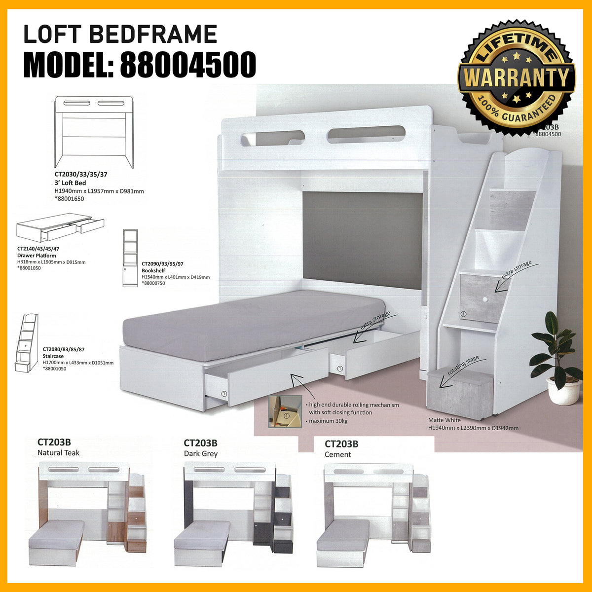 SMARTBED | LOFT BEDFRAME | 88004500