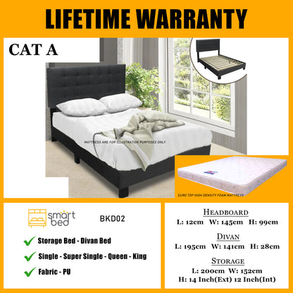 SMARTBED | Divan Bedframe With Euro Top Foam Mattress l BKD02 l CAT A