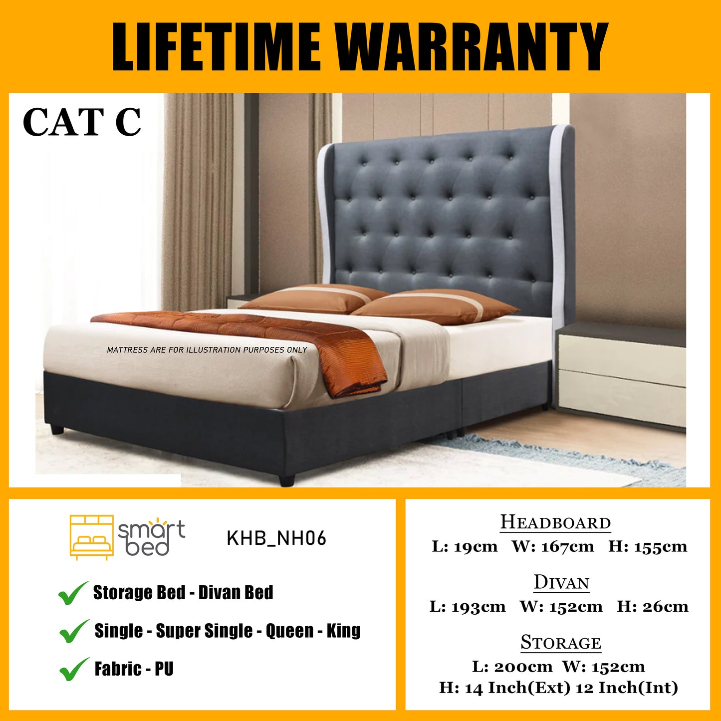 SMARTBED | Storage Bedframe l KHB_NH06 l CAT C