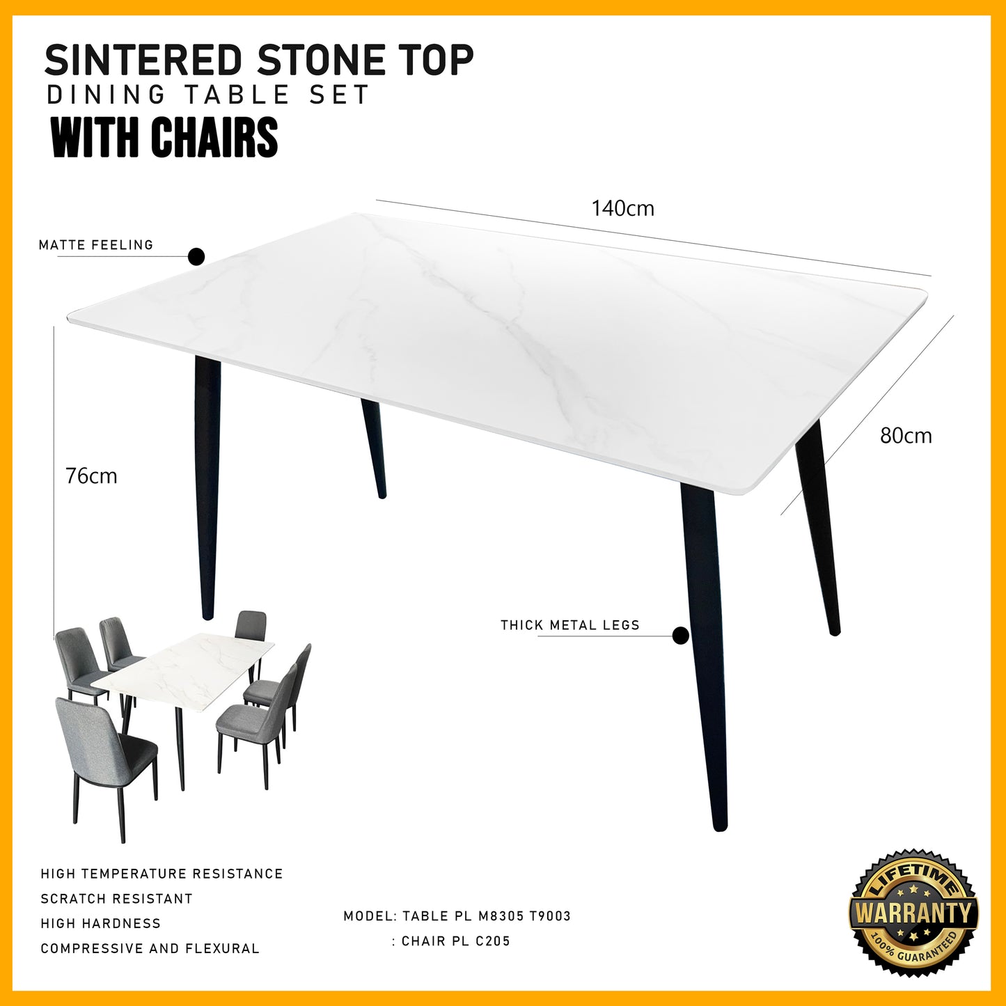 SMARTBED | Dining Table Set with 4 Chair (sintered stone Top)