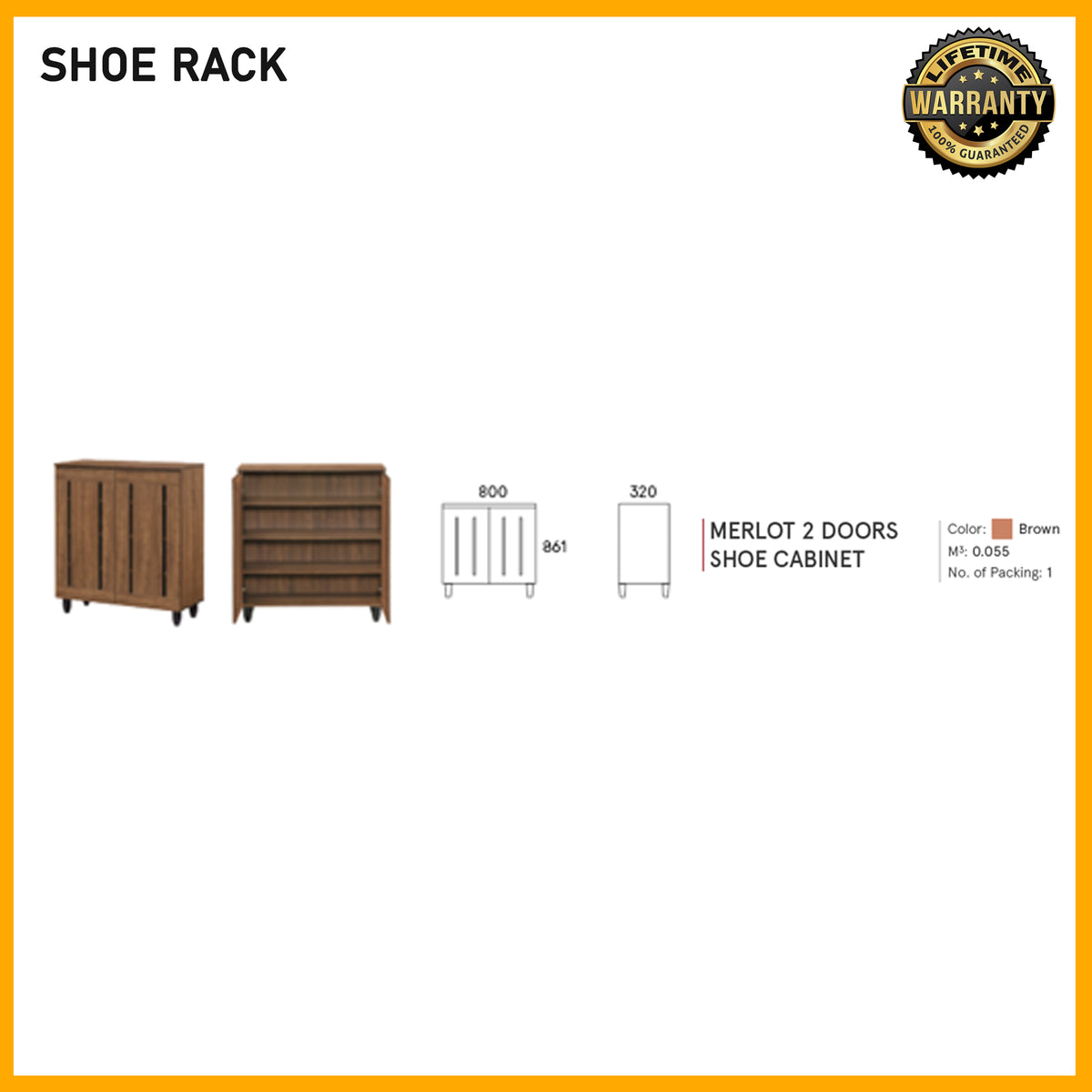 SMARTBED | Merlot 2 Doors Shoe Cabinet - 800x861 l 320
