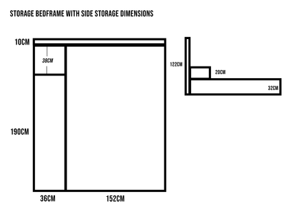 Wooden Storage Bed with Side storage