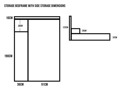 Wooden Storage Bed with Side storage