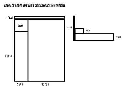 Wooden Storage Bed with Side storage