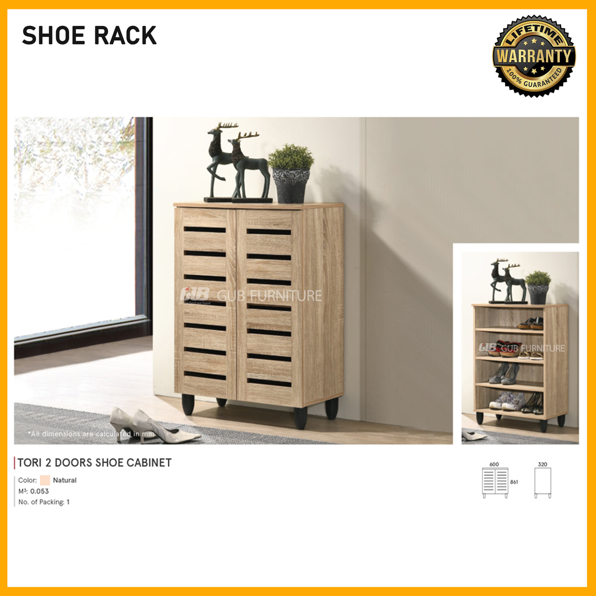 Tori 2 Doors Shoe Cabinet - 600x861 l 320